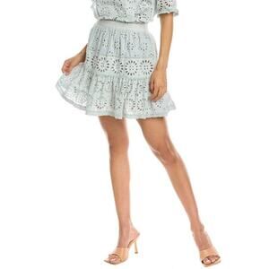 Stellah Eyelet Mini Skirt Blue Lined Size XS